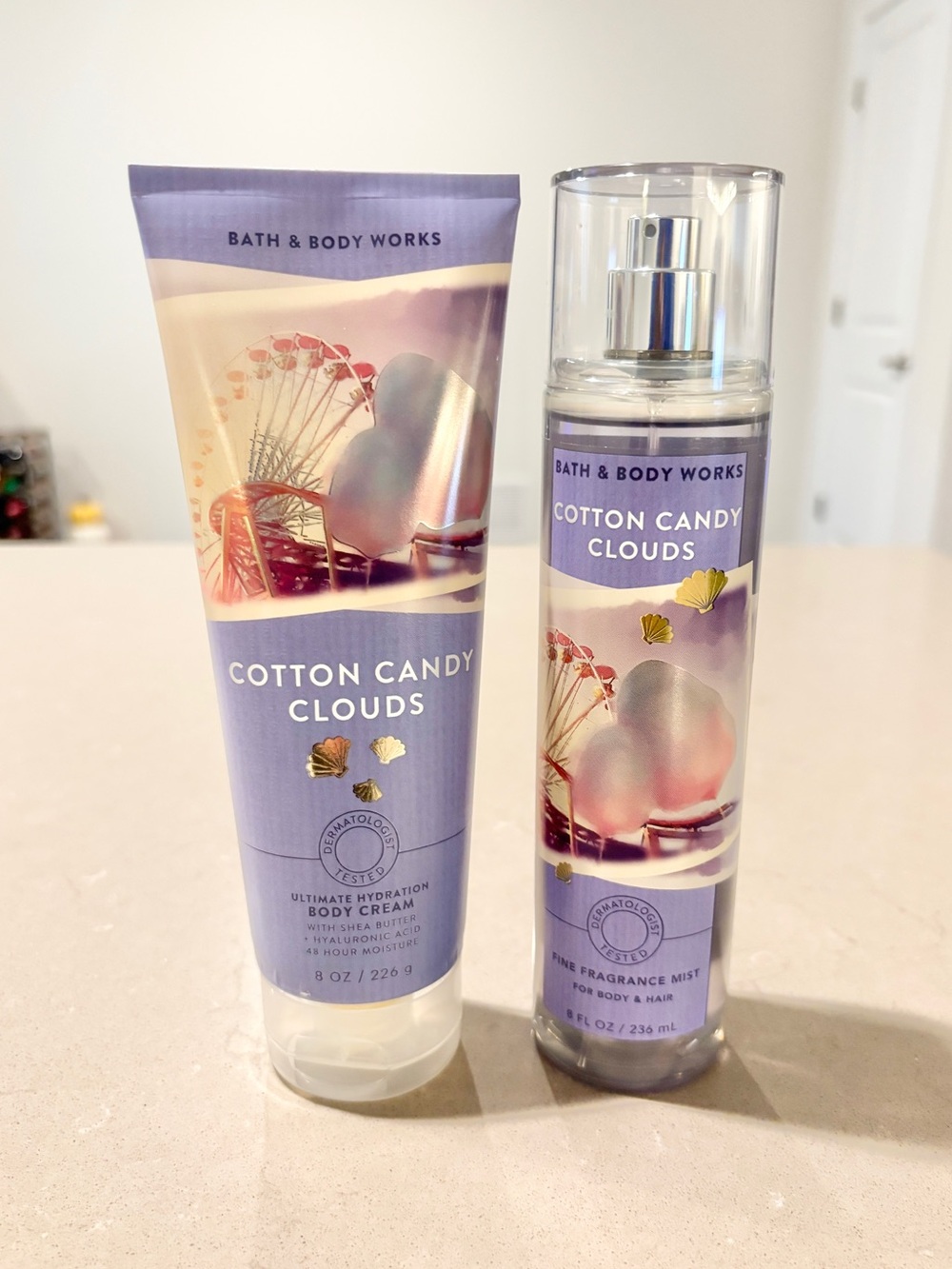 Bath and Body Works Cotton Candy Clouds Rare 2 Piece Gift Set